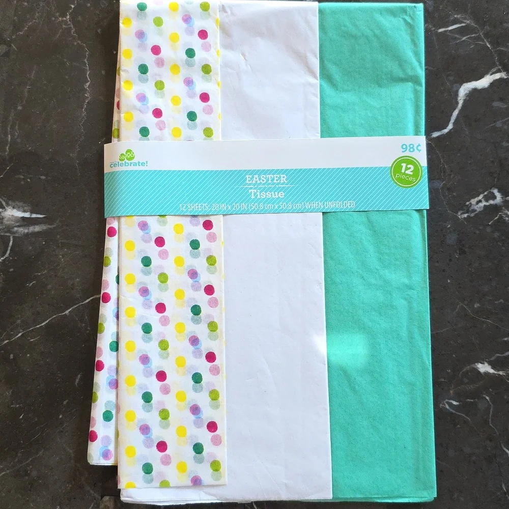 Spritz Polka Dot Gift Box 10 x 10 x 4.5 Square With Gift Wrap Tissue Paper